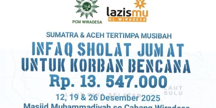 Wujud Kepedulian Sesama, PCM dan Lazismu Wiradesa Himpun Rp13,5 Juta untuk Korban Bencana Aceh-Sumatra